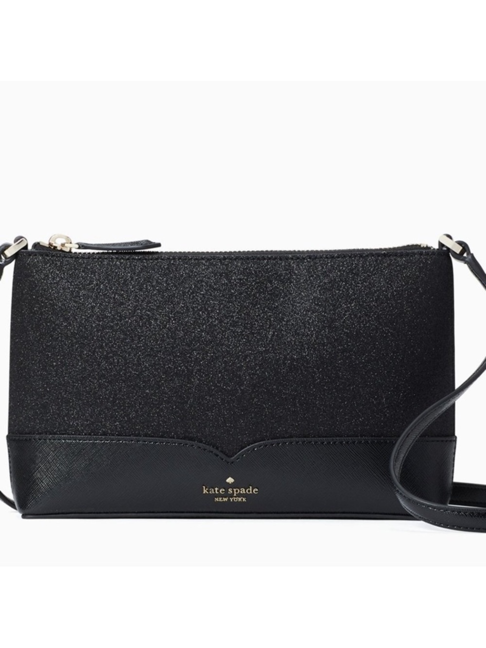 Kate Spade • NWT Lola Black Shimmer Crossbody Purse Gold Hardware Designer